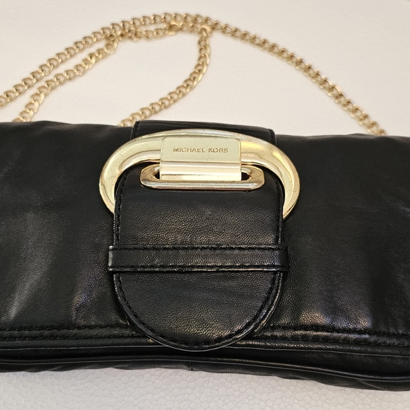 Michael Kors Black Leather Crossbody with Gold Accents - Picture 2 of 3